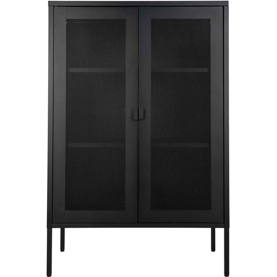 Vitrine Unyra schwarz Stahl B 80 H 120 cm