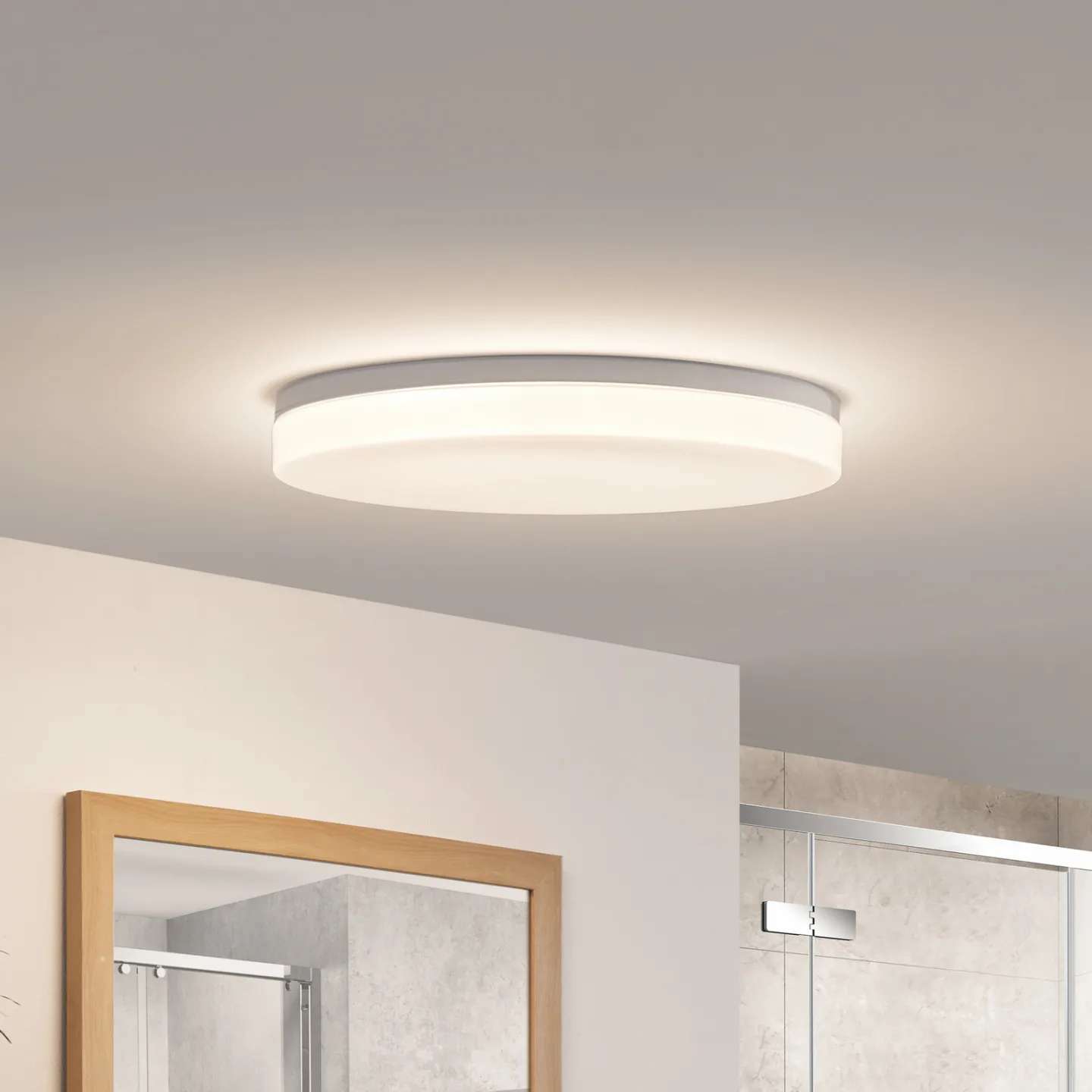 Prios Wynion LED-Deckenlampe CCT DIP-Schalter 50cm - Badezimmer - Modern - Kunststoff - Rund