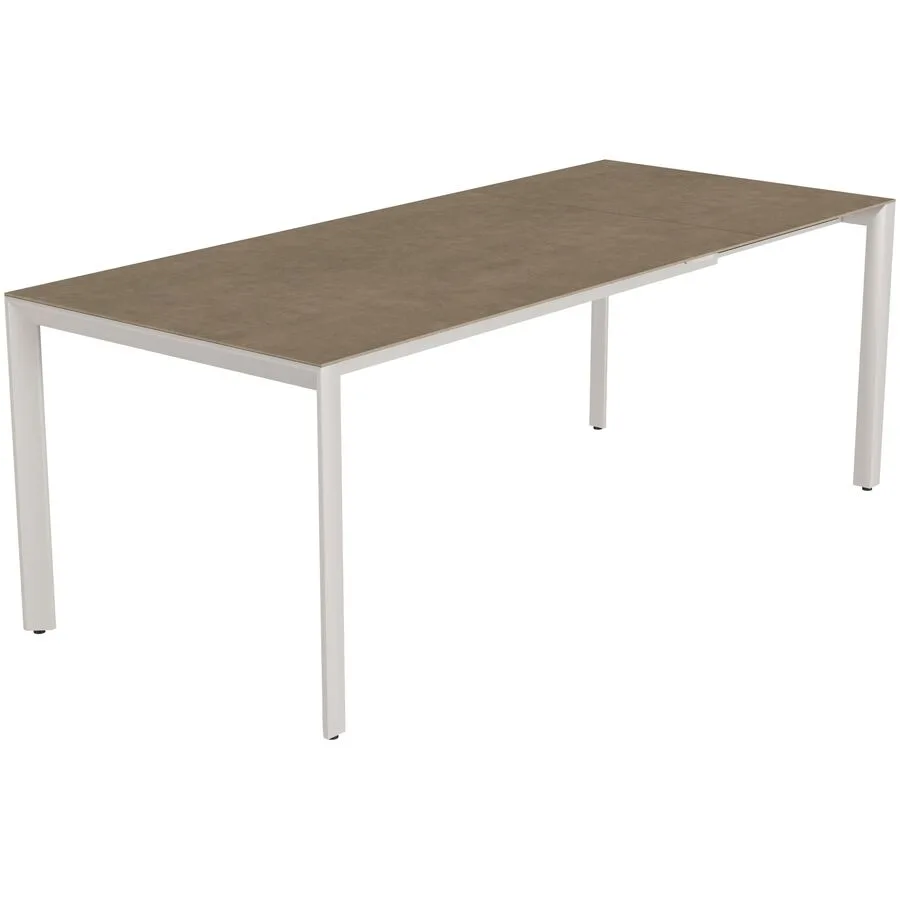 Gartentisch ausziehbar Tropea Greige matt / Terra Keramik/Stahl pulverbeschichtet B 140 T 90 cm
