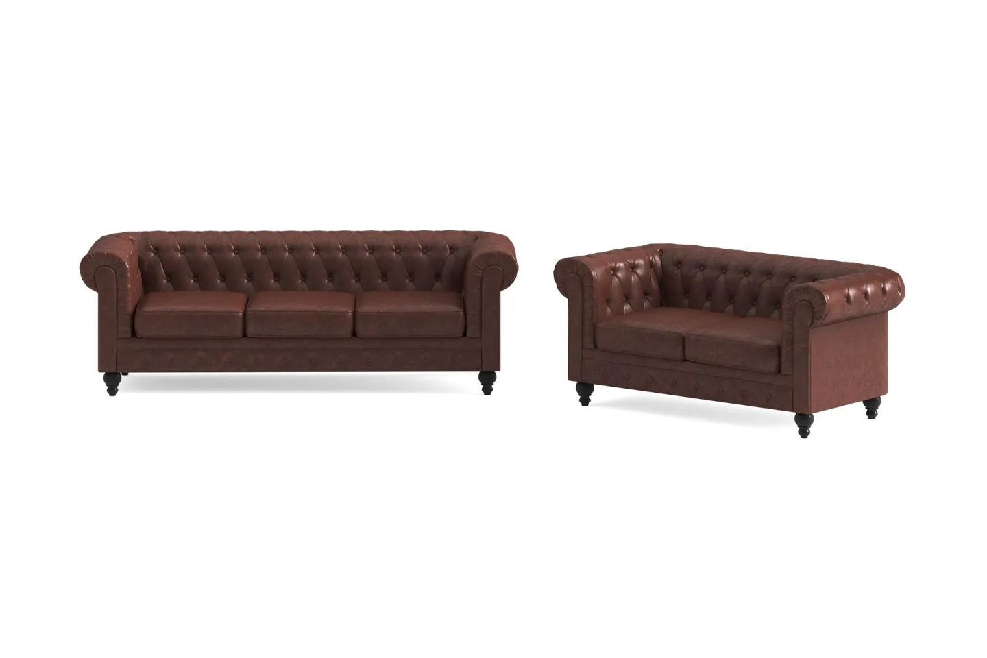 Chesterfield Lyx Soffgrupp 3-sits + 2-sits - Brun