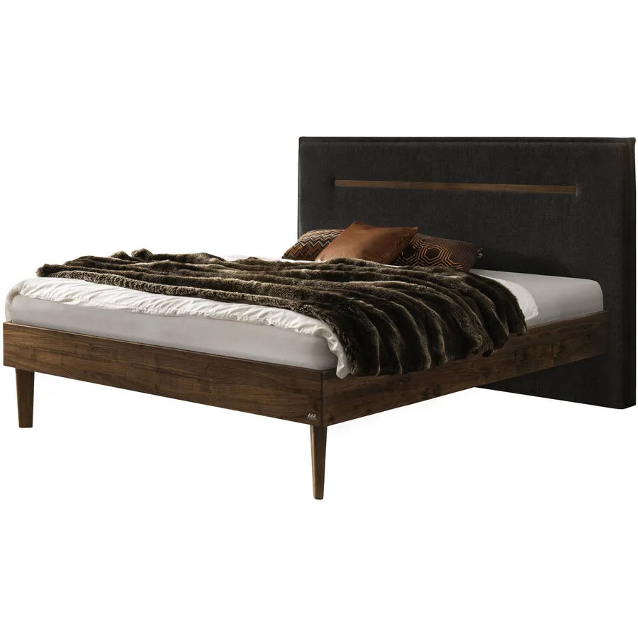 Hasena Bett Sassari Anthracit / Braun Nussbaum Massivholz 200 x 200 cm