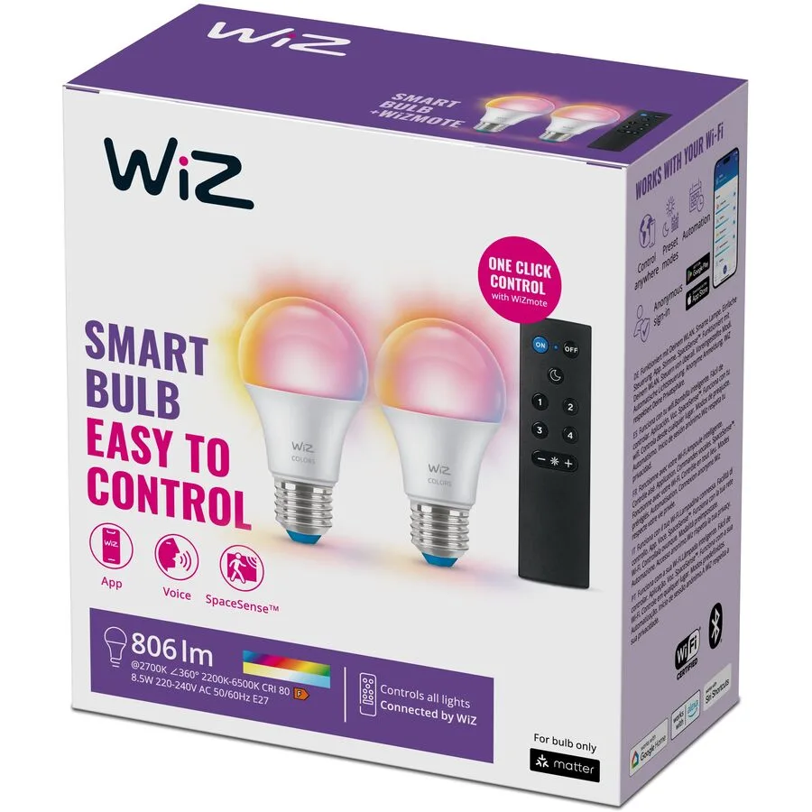 Leuchtmittel WiZ Kunststoff E27 8.5 W - Farbe: weiss - Material: Plastik - LED - Lichtfarbe: Neutralweiss - LED Leuchtmittel