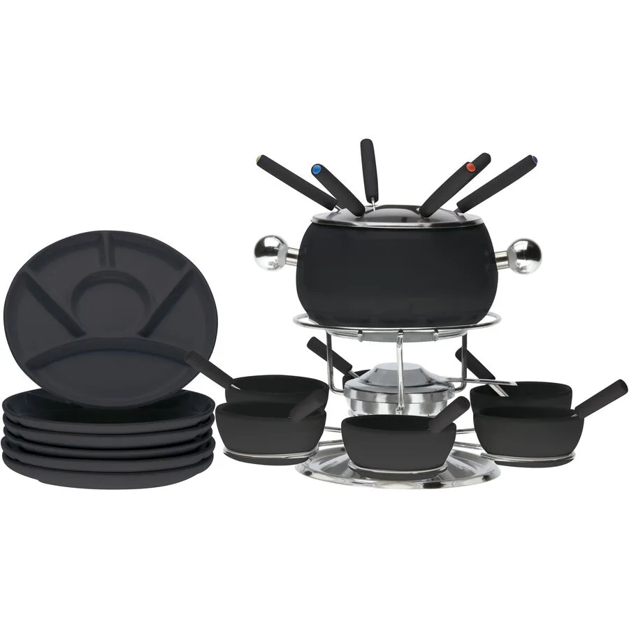 Fondue-Set Fiona Schwarz Keramik/Metall