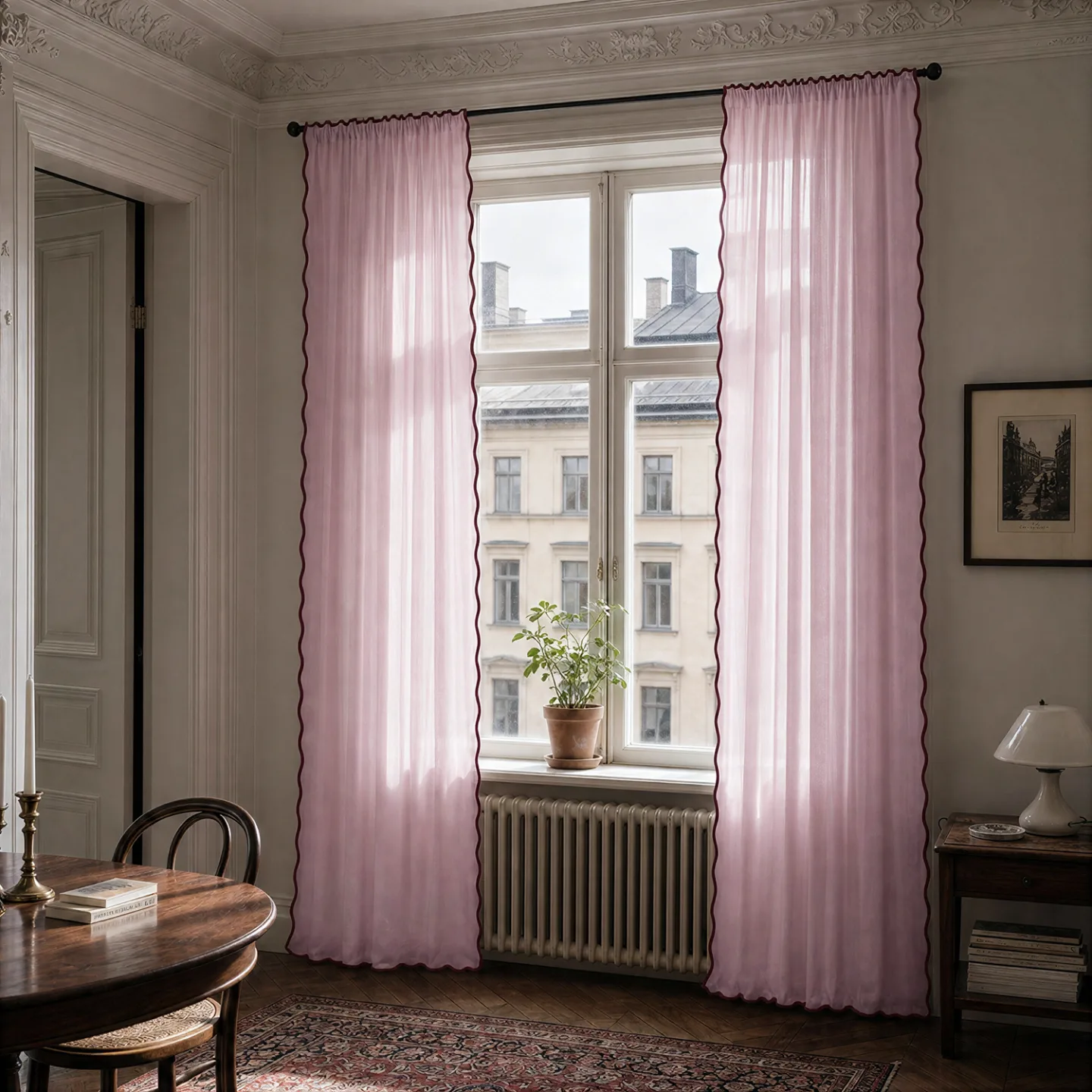 Gardiner 2-pakning - Bomullsgardiner Yrsa (rosa) (Størrelse: 140 x 300 cm)