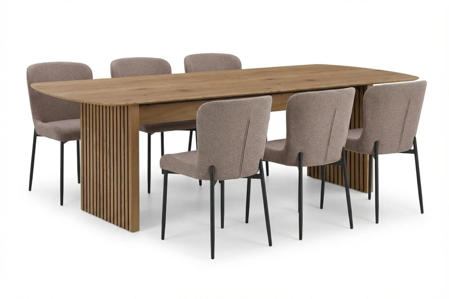 Richeto Matgrupp Ek 240 cm med 6 Elsie Matstolar - Ek/Grå