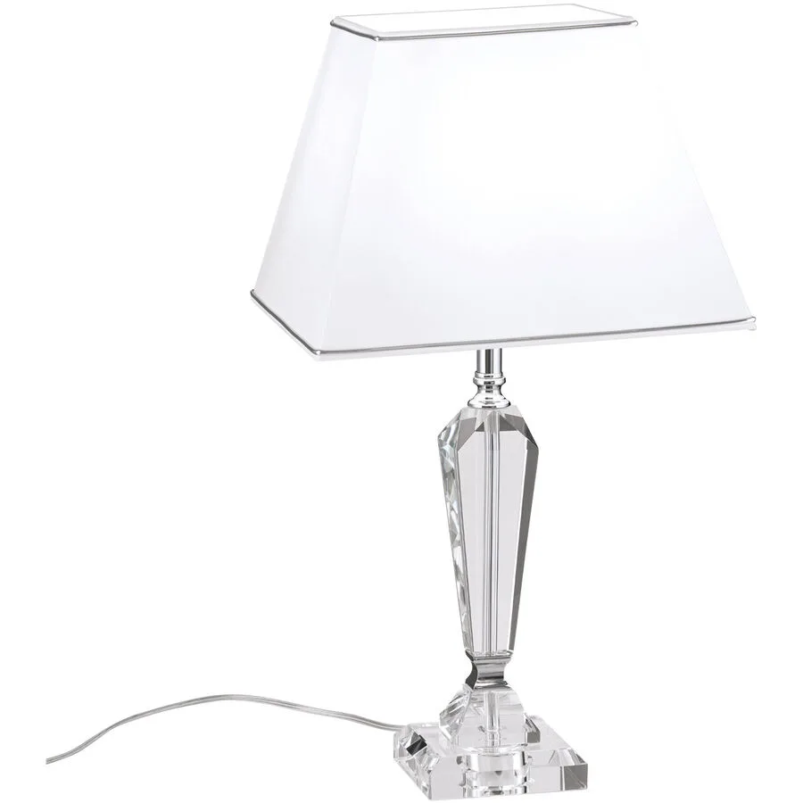 Briamond Tischlampe Veronique Weiss Kristall/Stoff/Metall 57 cm - Farbe: weiss, transparent - Material: K9 Kristall/Stoff/Metall
