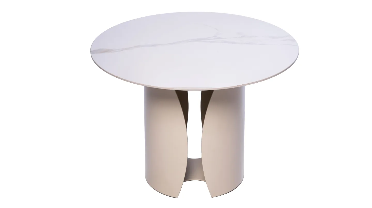 Couchtisch Marmoroptik weiß hochglanz - rund - 60 x 60 cm - KIRA