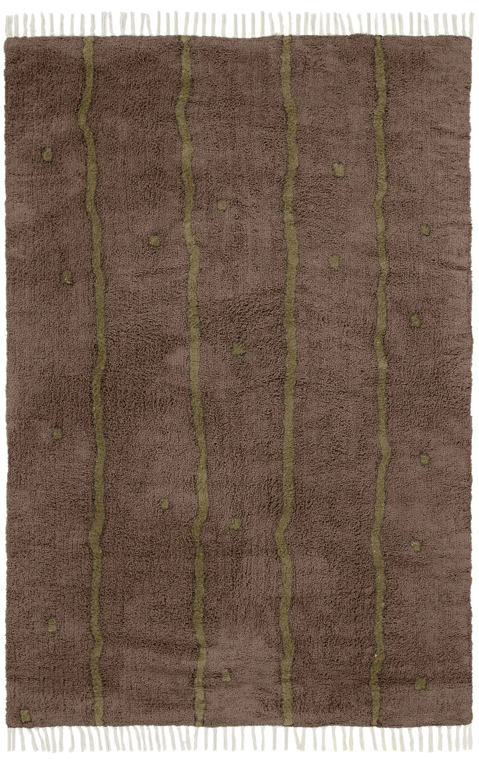 Ryetepper - Leora Natural Cotton Shaggy (brun/oliven) (Størrelse: 80 x 150 cm)