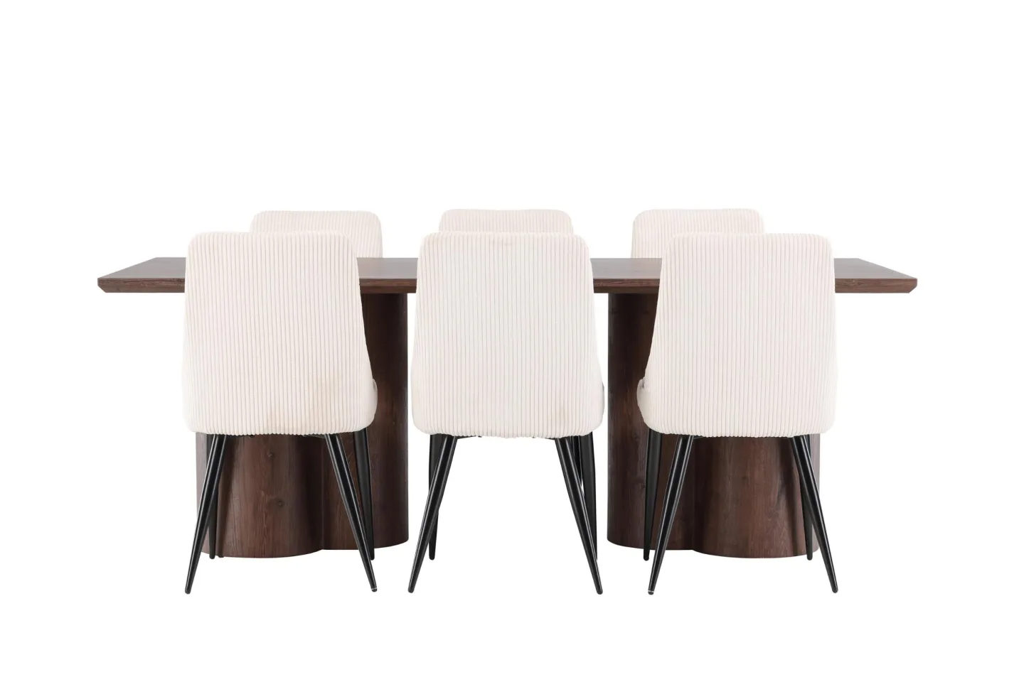 Olivia Essgruppe Esstisch Mokka 6 Stühle Samt beige.