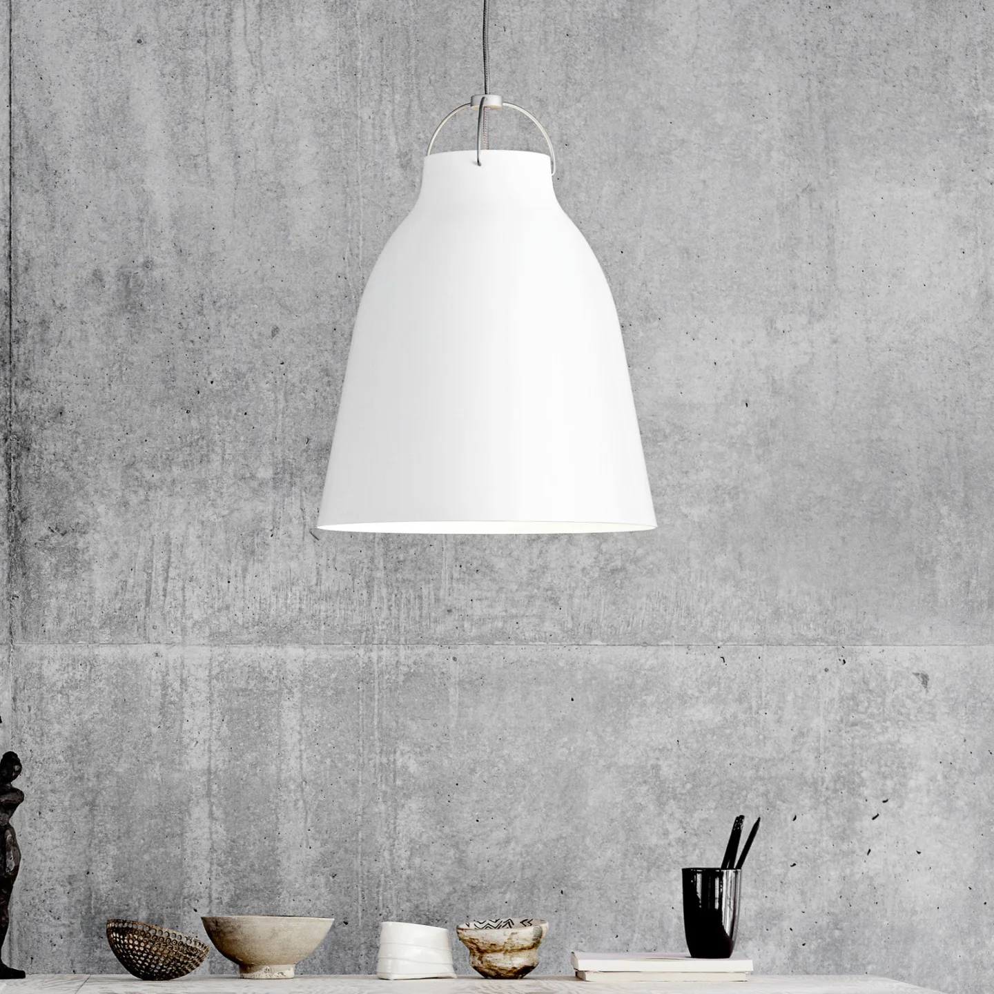 Caravaggio™ P3 Pendelleuchte Weiß - Fritz Hansen Caravaggio P3 - Wohnzimmer - Design - Metall - Einflammig