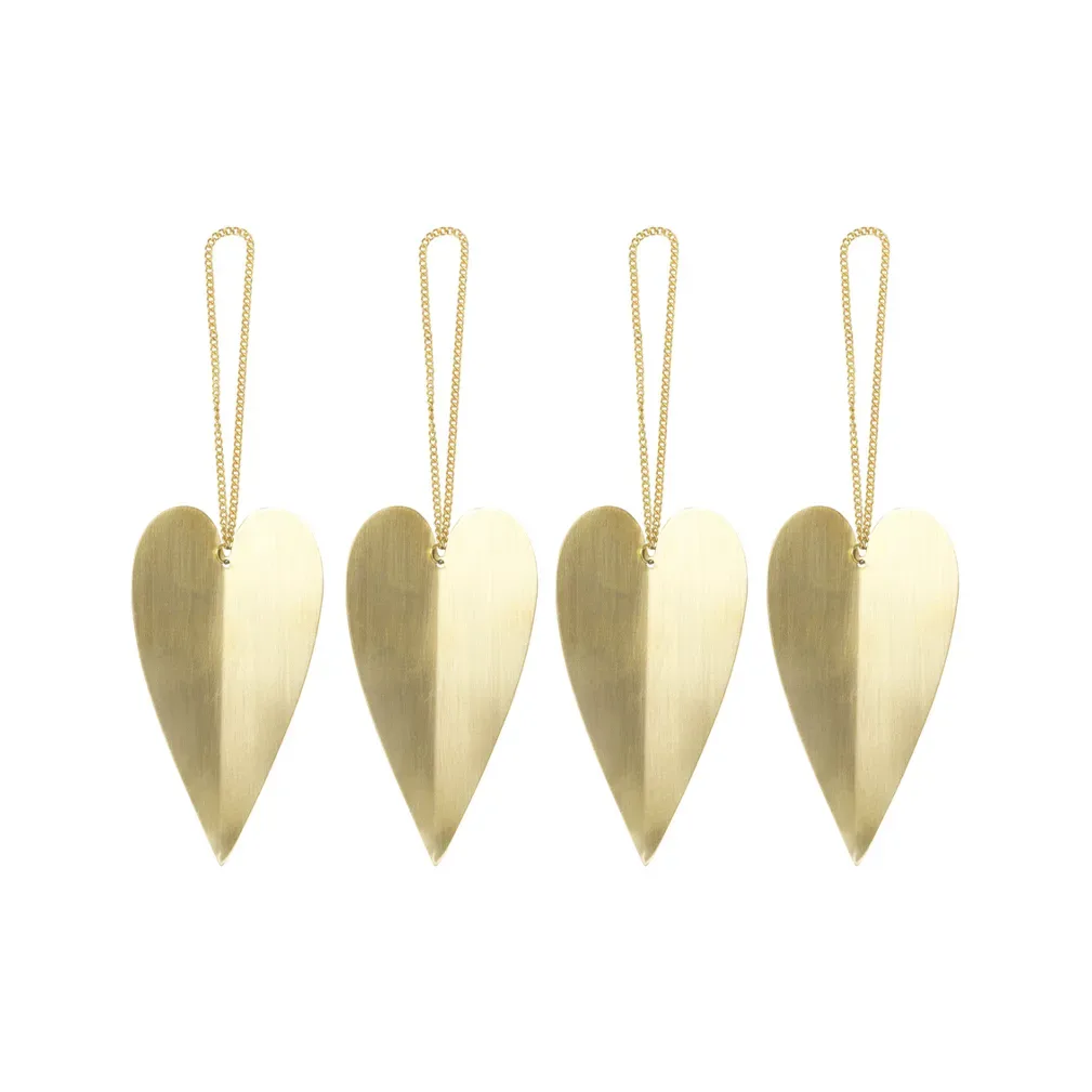 Ferm Living Heart brass julgranshänge 4-pack