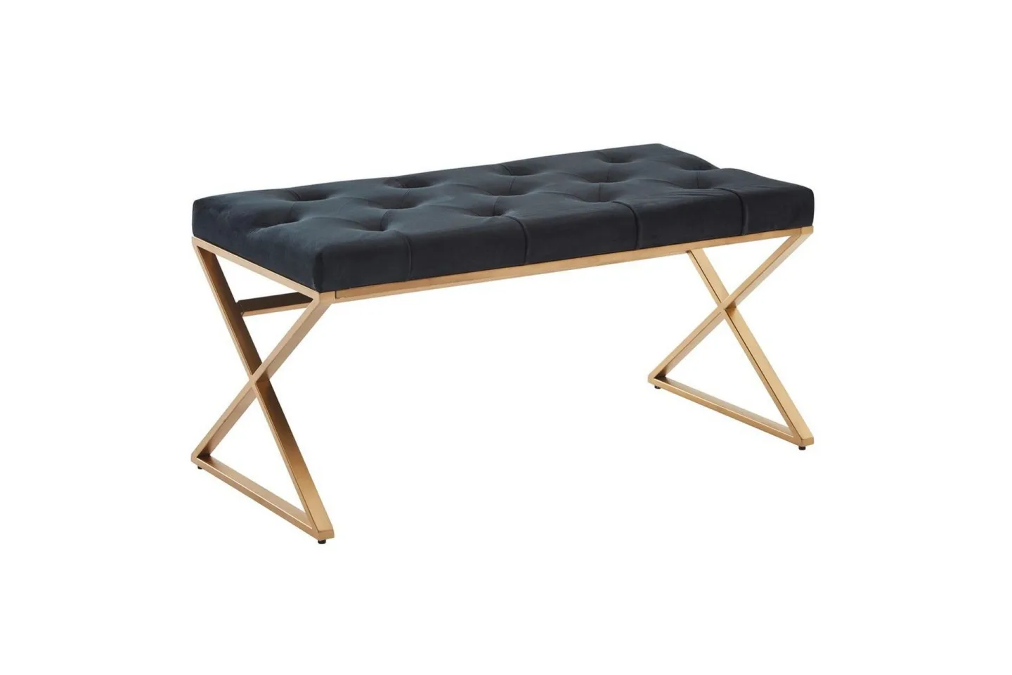 Bänk Wohnling klädd Chesterfield-utseende med sammetsklädsel enkel ram - enkel ram