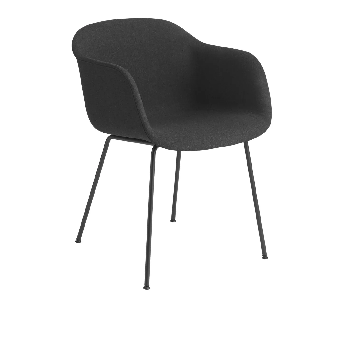 Muuto - Fiber Armchair, Tube Base, Remix 183/Black - Matstolar - Iskos-Berlin - Svart - Metall/Trä/Syntetiskt