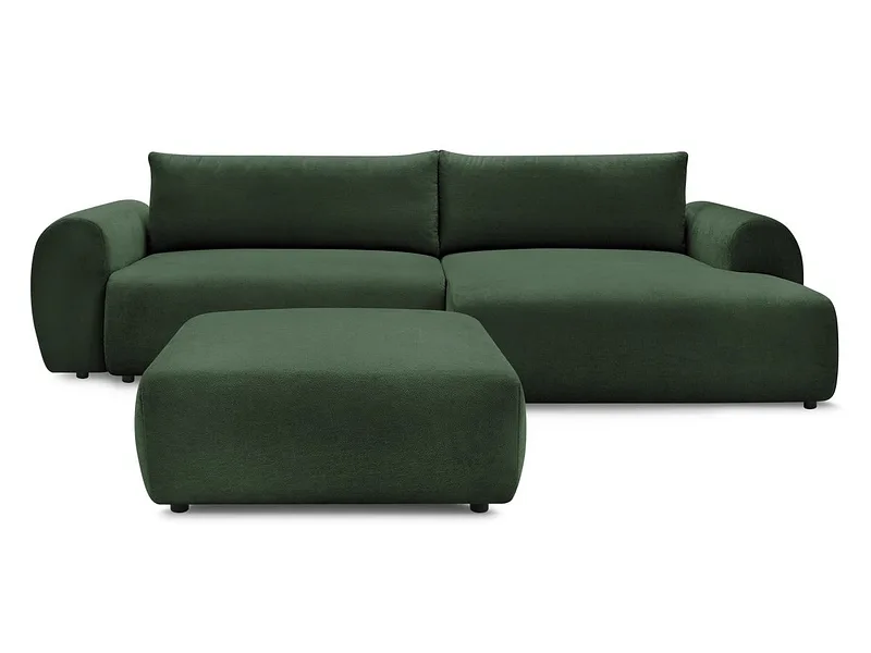 Ecksofa mit Hocker BOBOCHIC LUCIEN Stoff grün