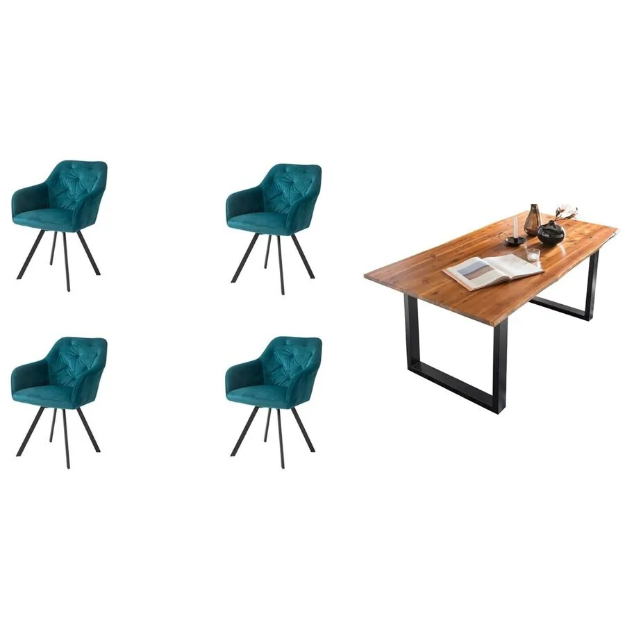 Essgruppe Eats cognac Akazie/Samt B 180 T 90 cm 4