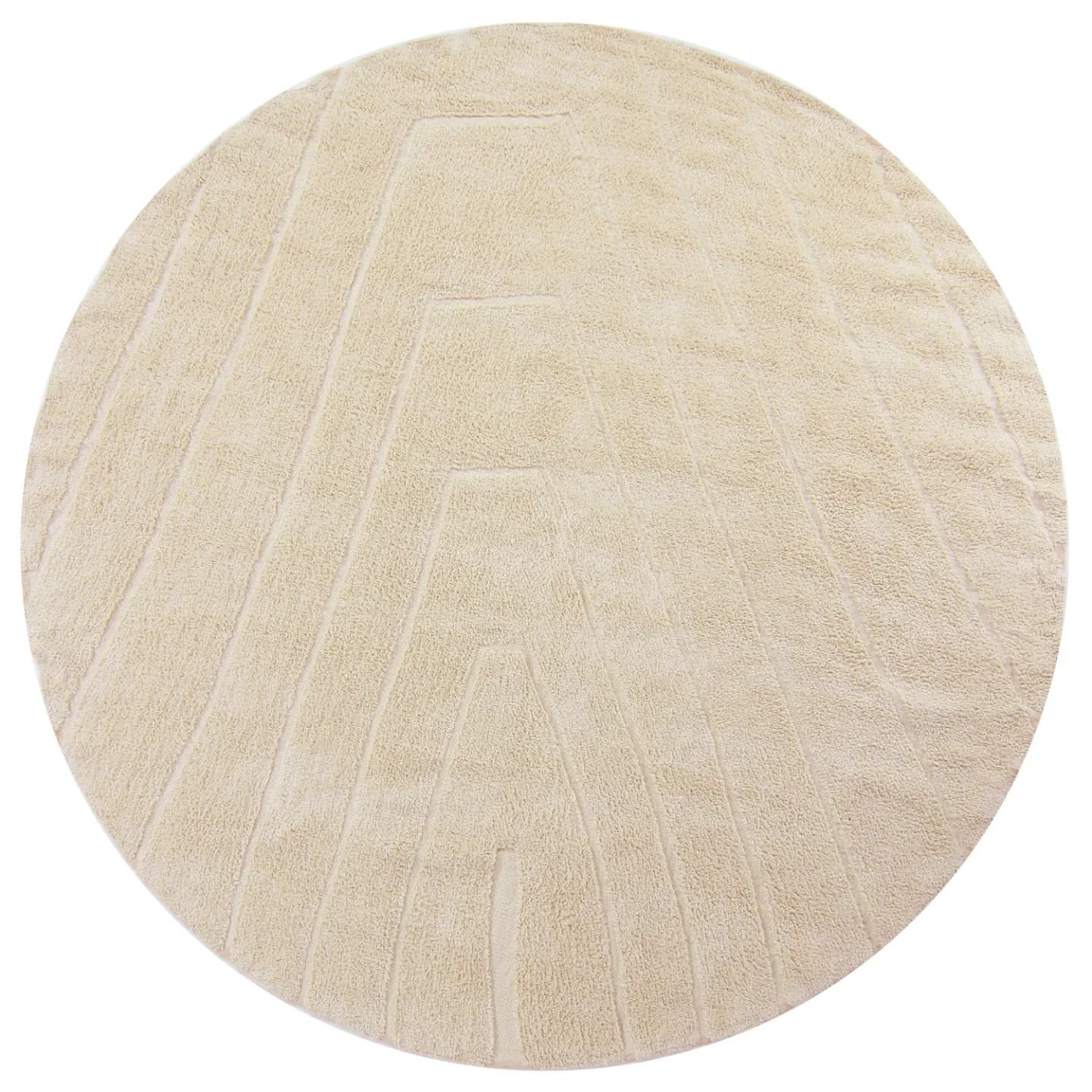 Rundt teppe - Sivia Natural Cotton Shaggy (beige) (Størrelse: Ø 200 cm)