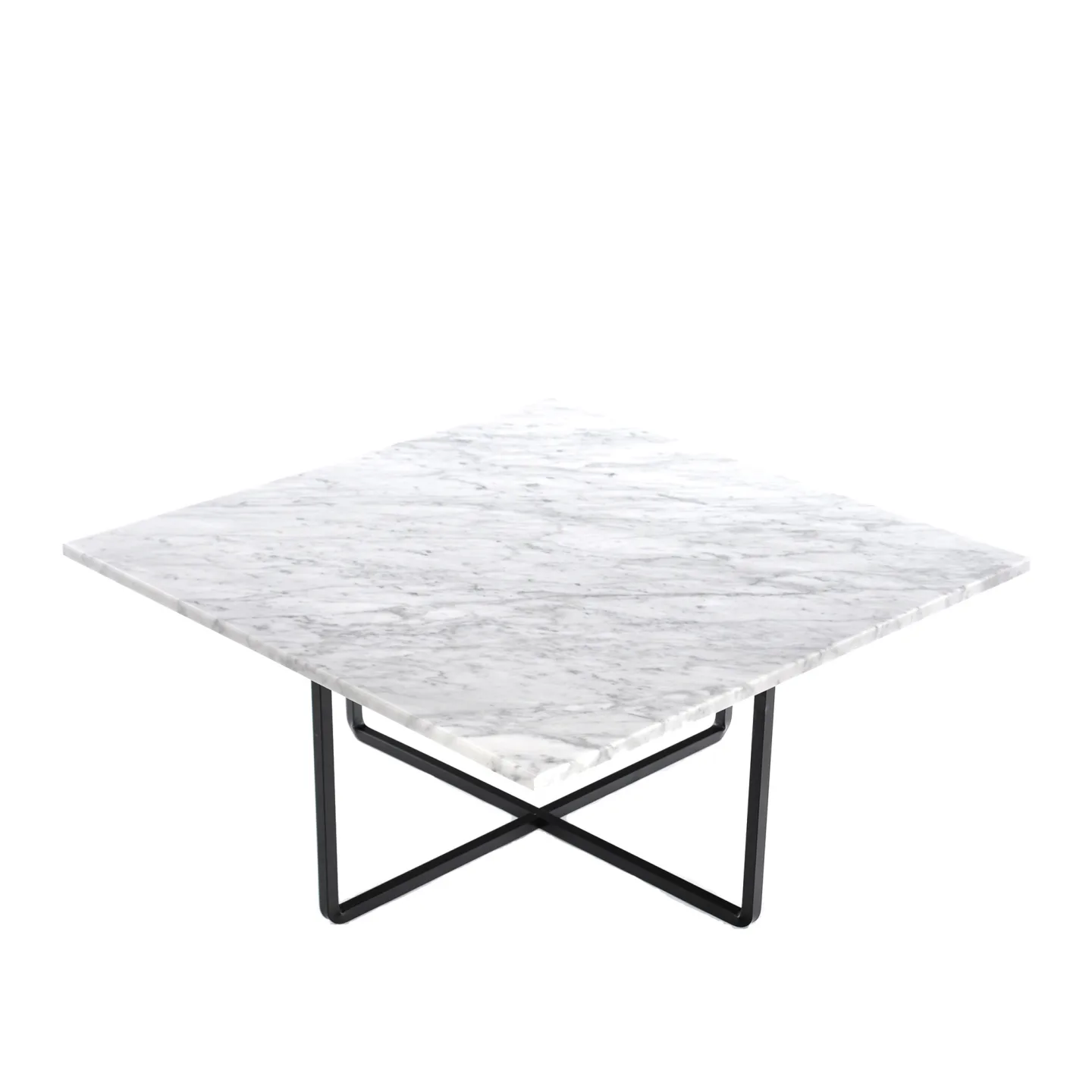 OX Denmarq - Ninety Table 80X80, Black Steel Frame, Top: White Marble - Soffbord - Dennis Marquart - Vit - Metall/Sten