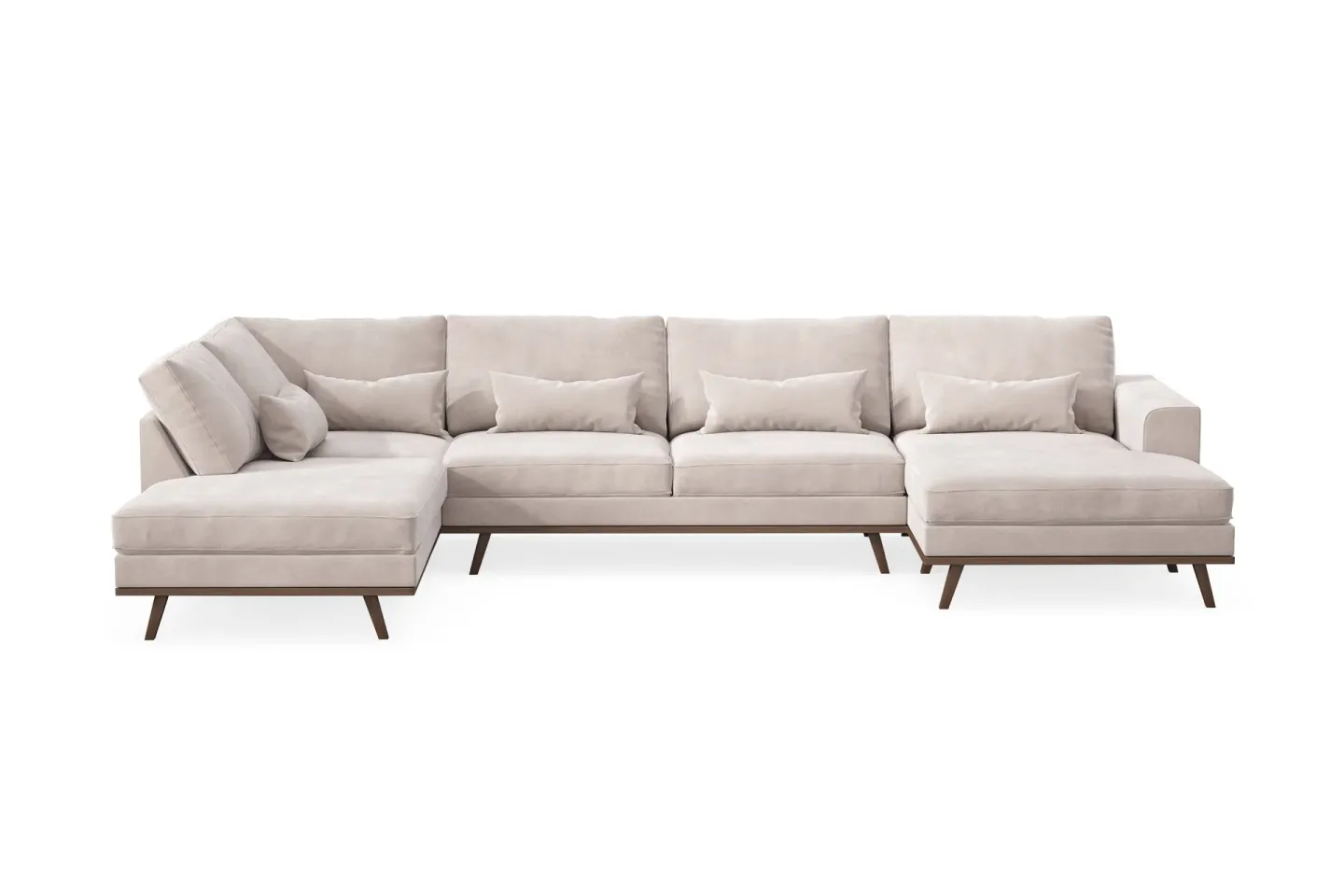 Copenhagen 5-sits Vänstervänd U-formad Large Soffa med Divan och Schäslong i Sammet - Beige