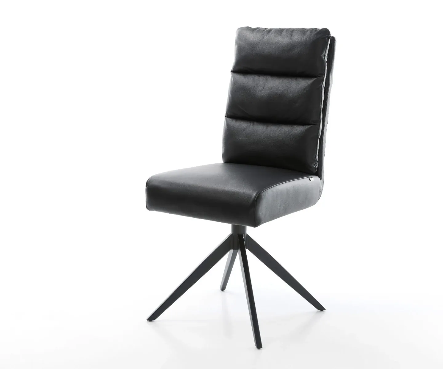 Drehstuhl Pela-Flex Echt-Leder Schwarz Kreuzgestell breit Schwarz 360° drehbar Wippfunktion Taschenfederkern
