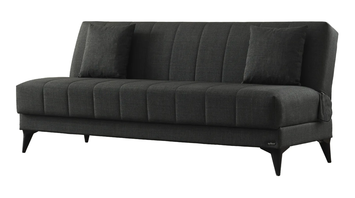 Einzelsofa 3-Sitzer grau Schlaffunktion Bettkasten 192 cm - ACTION