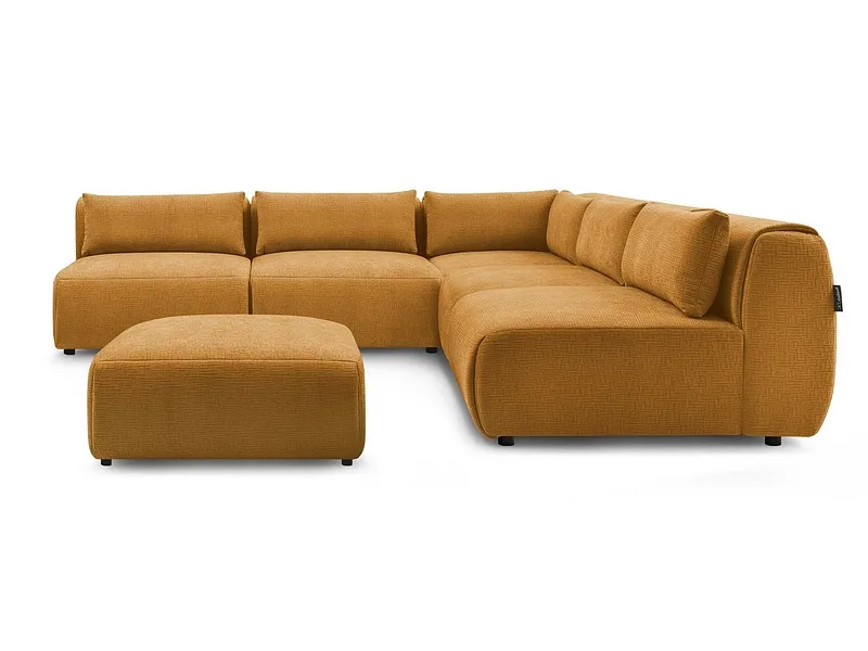 Ecksofa mit Hocker BOBOCHIC JEANNE Stoff mit Textur gelb