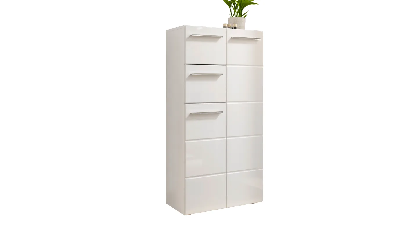 Bad Unterschrank weiß hochglanz 60 cm - 2 Schubladen - MANDY