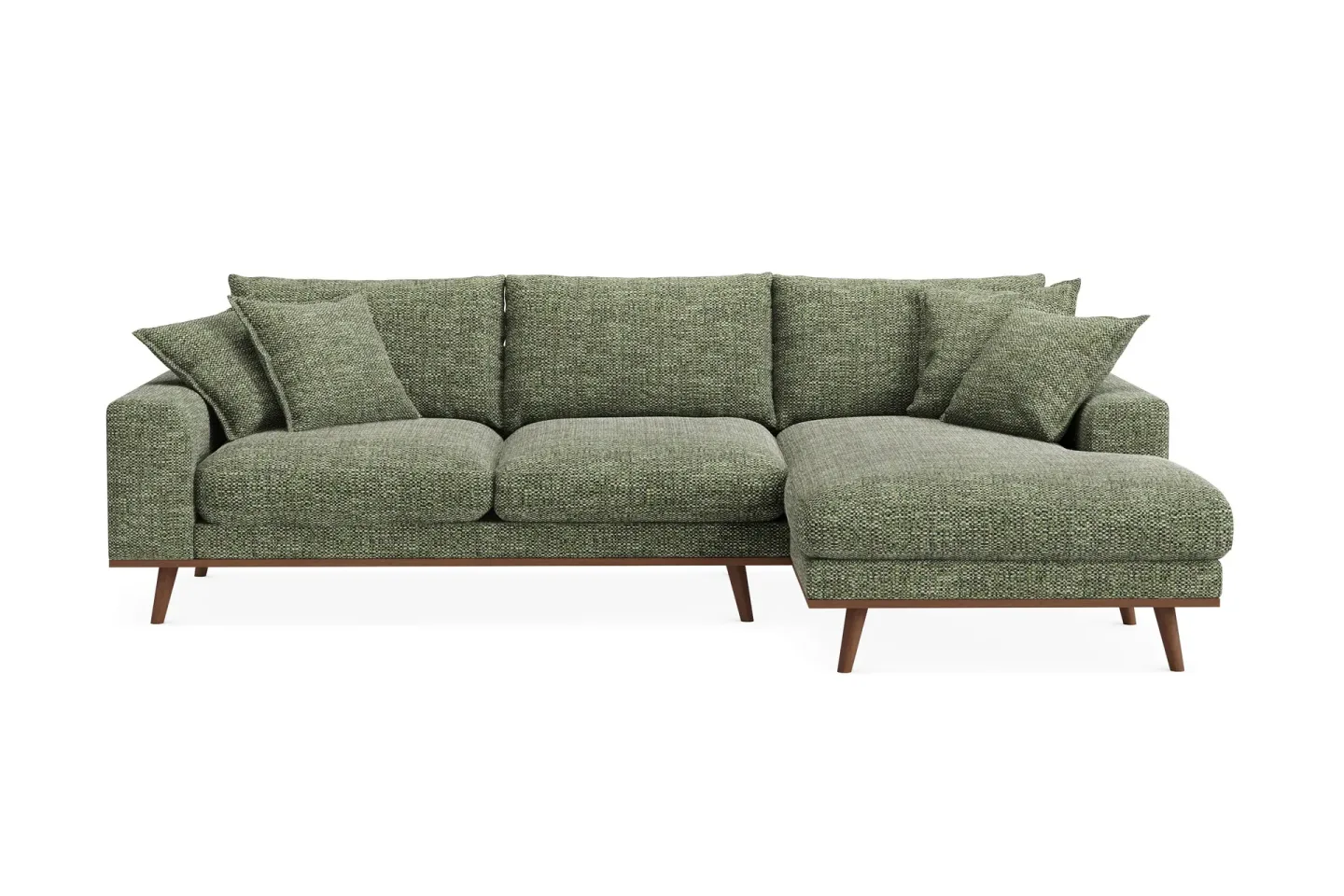 Copenhagen Premium 4-sits Högervänd L-formad Djup Divansoffa i Chenille - Grön