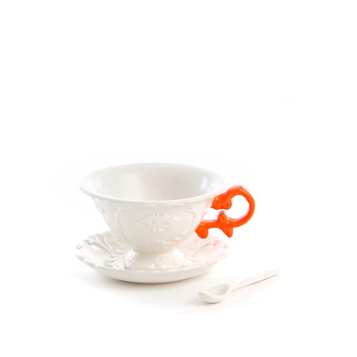 Seletti - I-Wares Set In Porcelain With Coloured Handles - Orange - Tekoppar - Selab - Orange,Vit - Porslin