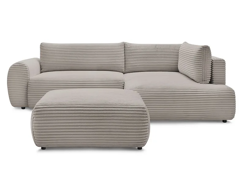 Ecksofa mit Hocker BOBOCHIC LUCIEN Cord-Stoff taupe