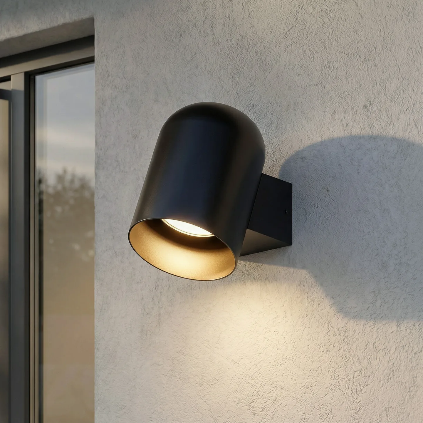 Lupil utomhusvägglampa, GU10, svart, IP44, metall - Lindby - Balkong - Modern - Aluminium - Med en ljuskälla
