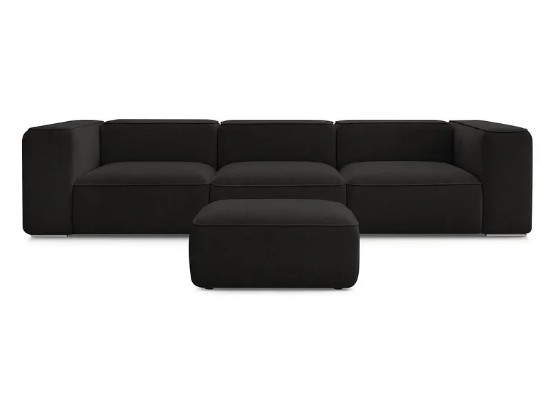 3er Sofa mit Hocker BOBOCHIC ZEPHYR Stoff mit Textur schwarz