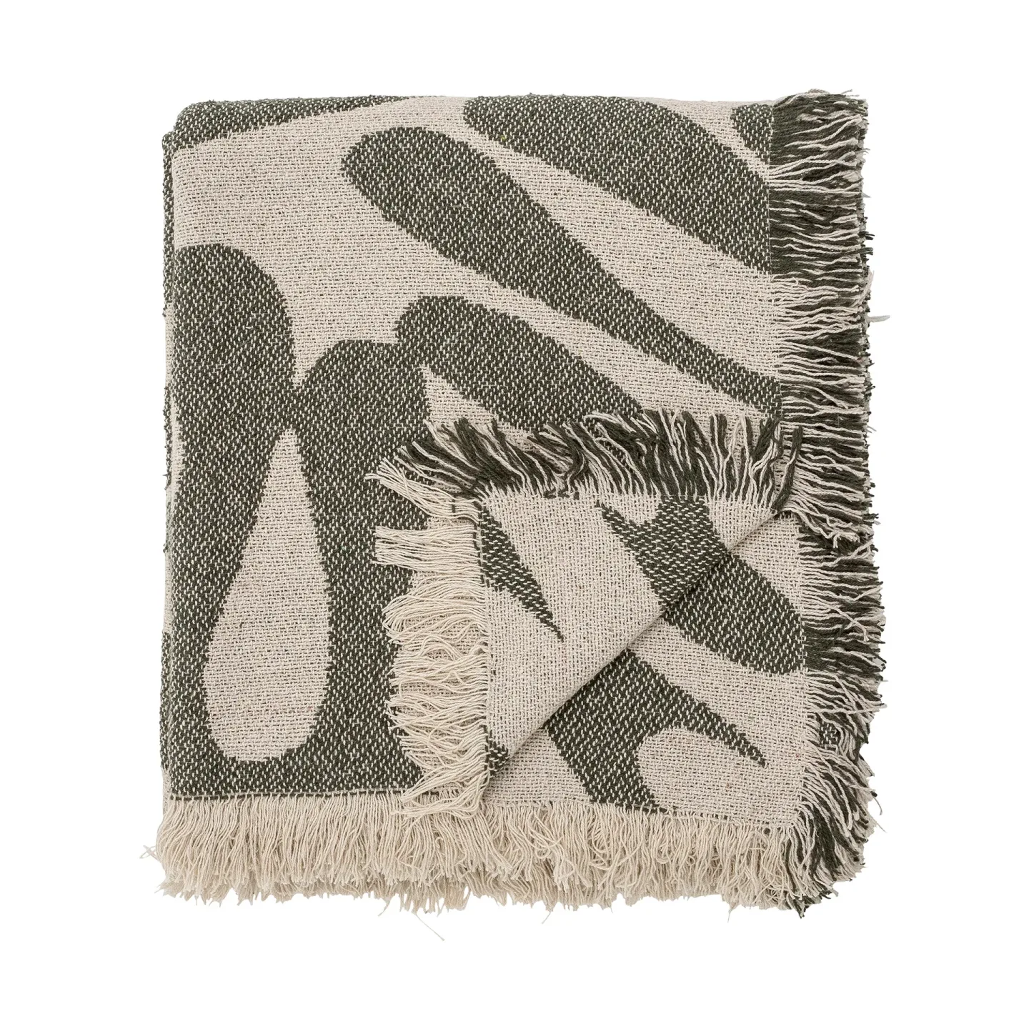 Bloomingville Alk Baumwolldecke 130x160cm Beige-grün