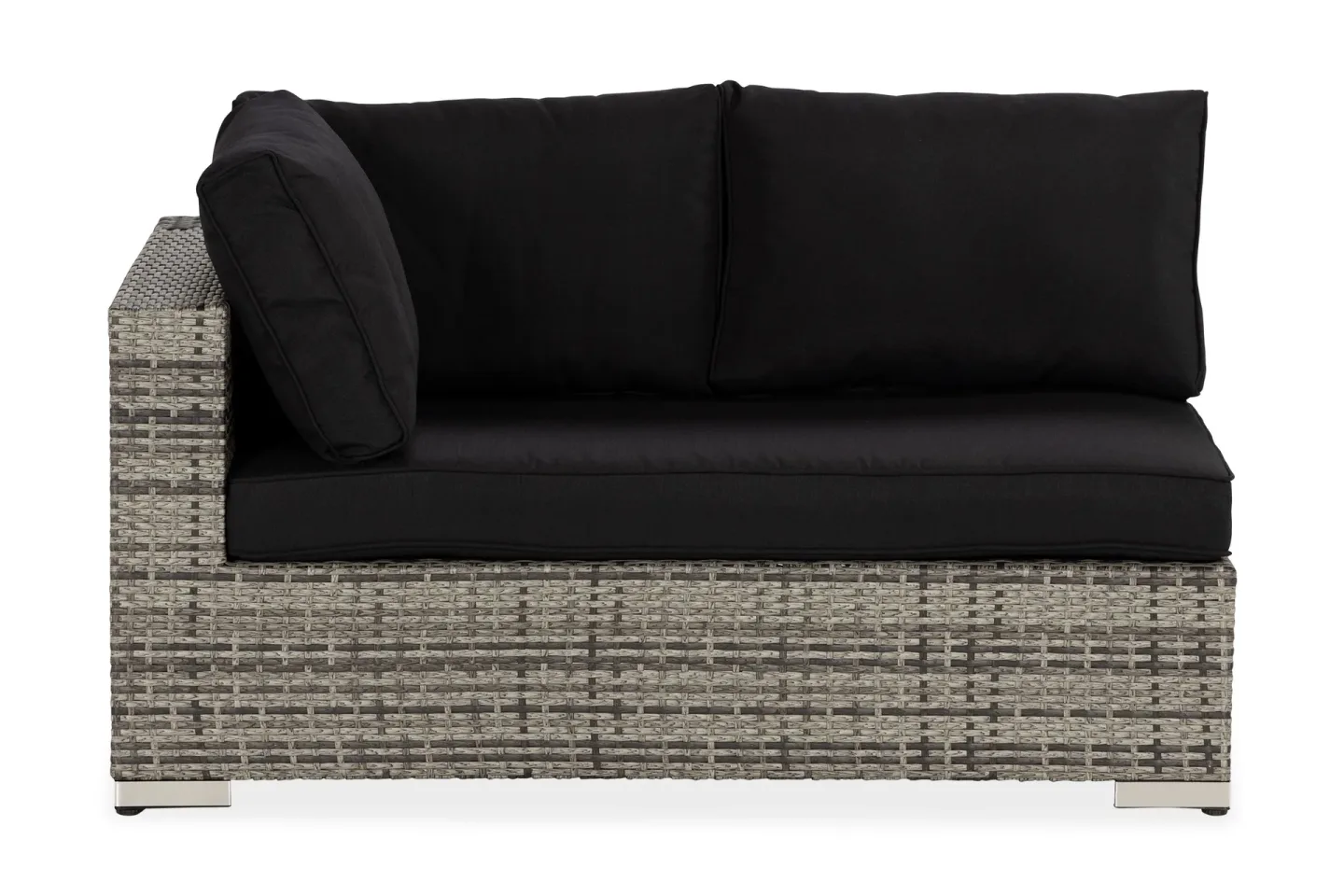 Bahamas Högermodul utomhus 140 cm i konstrotting - Grå / Svarta dynor