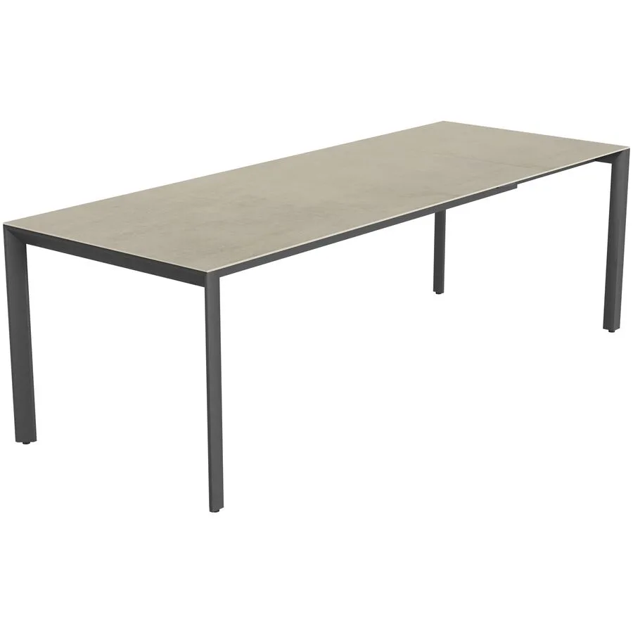 Gartentisch ausziehbar Tropea Schwarz matt / Travertino Romano Keramik/Stahl pulverbeschichtet B 180 T 90 cm