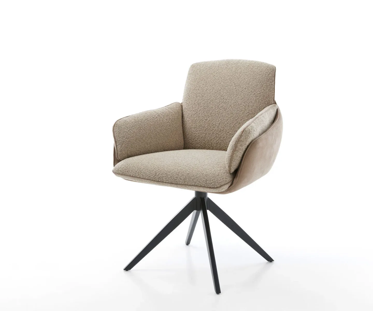 Drehstuhl Luan-Flex mit Armlehnen Materialmix Schlamm Kreuzgestell breit Schwarz 360° drehbar