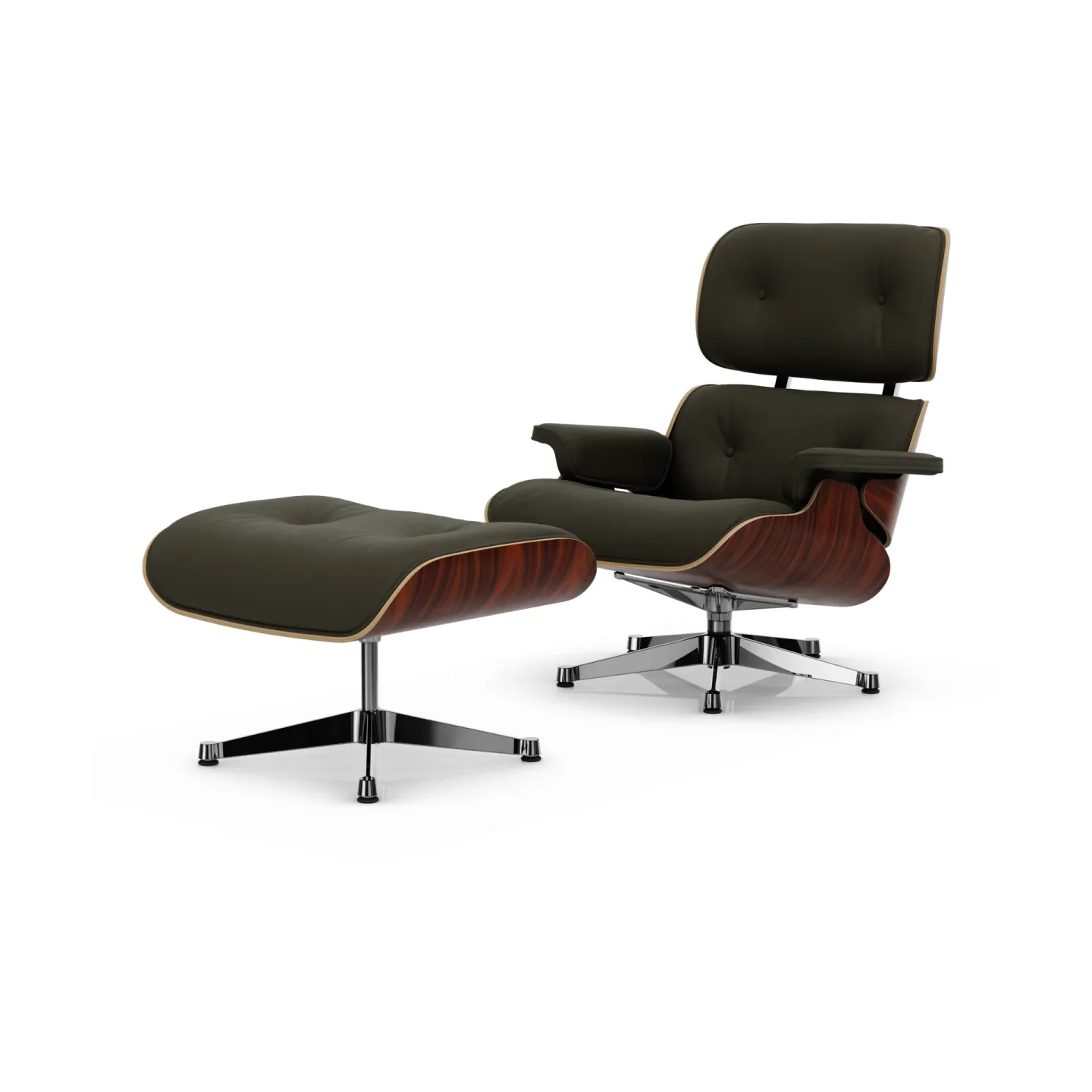 Vitra Eames Lounge Chair & Ottoman new dimensions 58 Khaki-05 santos palisander-pol. Steel