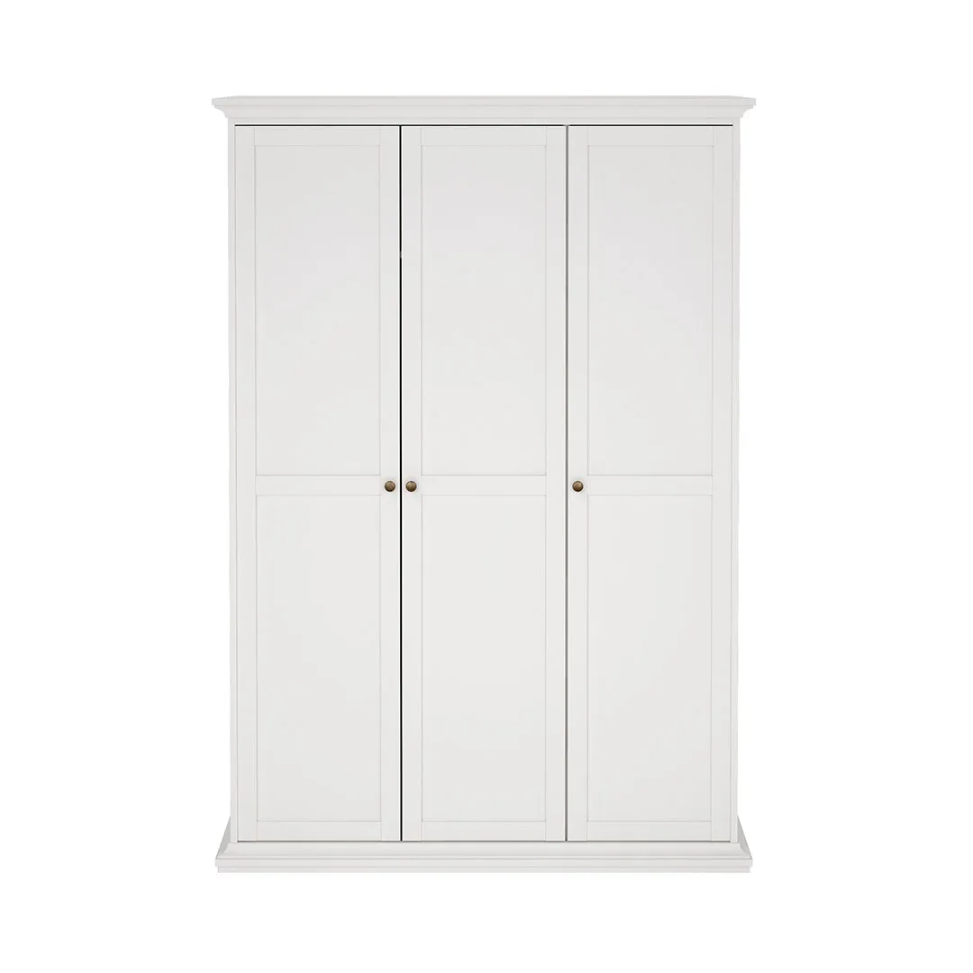 Venedig Kleiderschrank 3-Trg. Breite 138 cm, Höhe 200 cm weiss.
