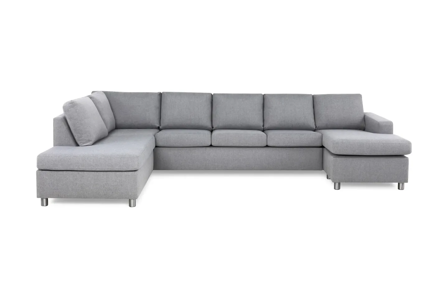 Crazy 5-sits Vänstervänd U-formad X-Large Soffa med Divan och Schäslong i Tyg - Grå