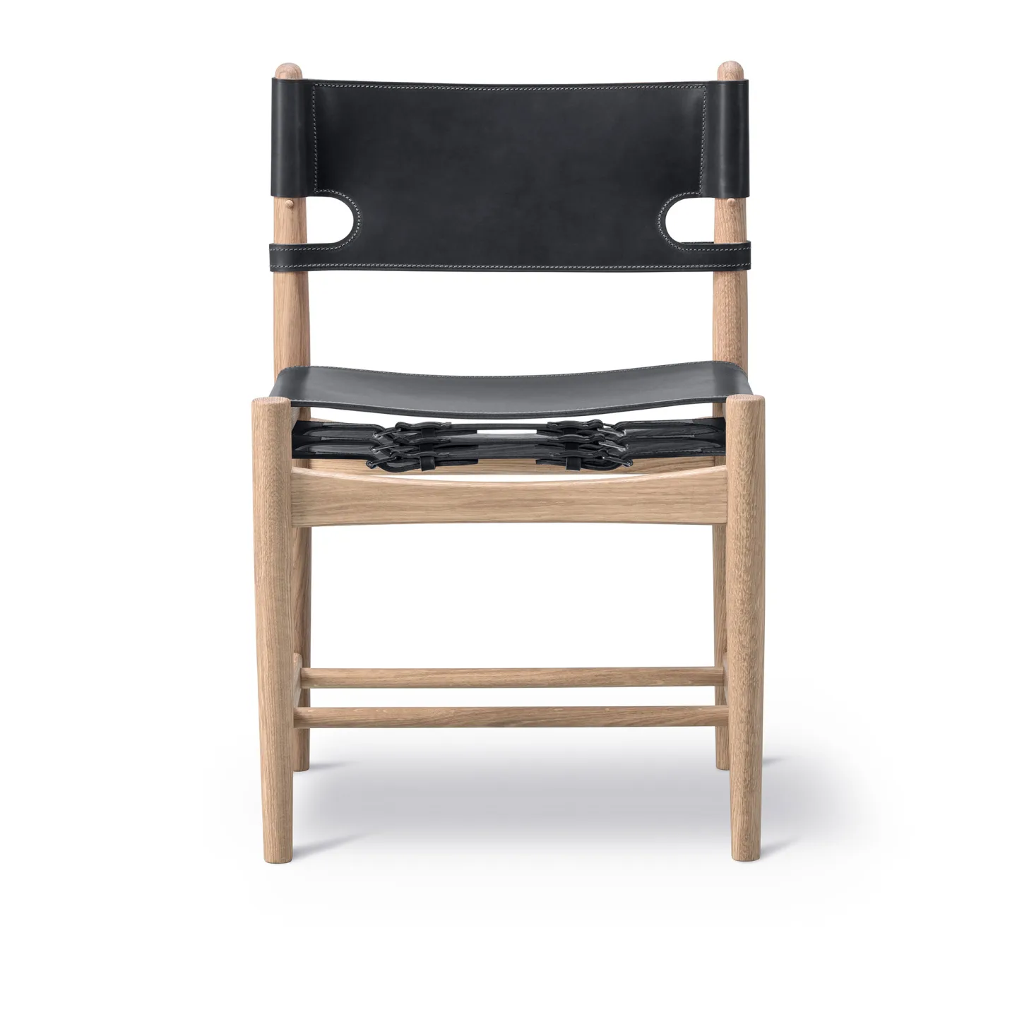 Fredericia Furniture - The Spanish Dining Chair Såpad ek / Svart läder - Matstolar - Børge Mogensen - Svart - Läder/Trä