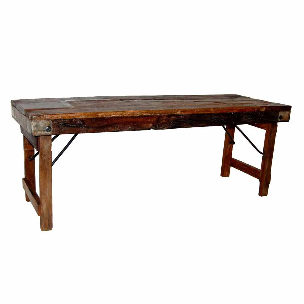 Träbänk i återvunnet material hopfällbar 119 cm