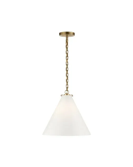 Katie Conical Pendant Antique Brass/White