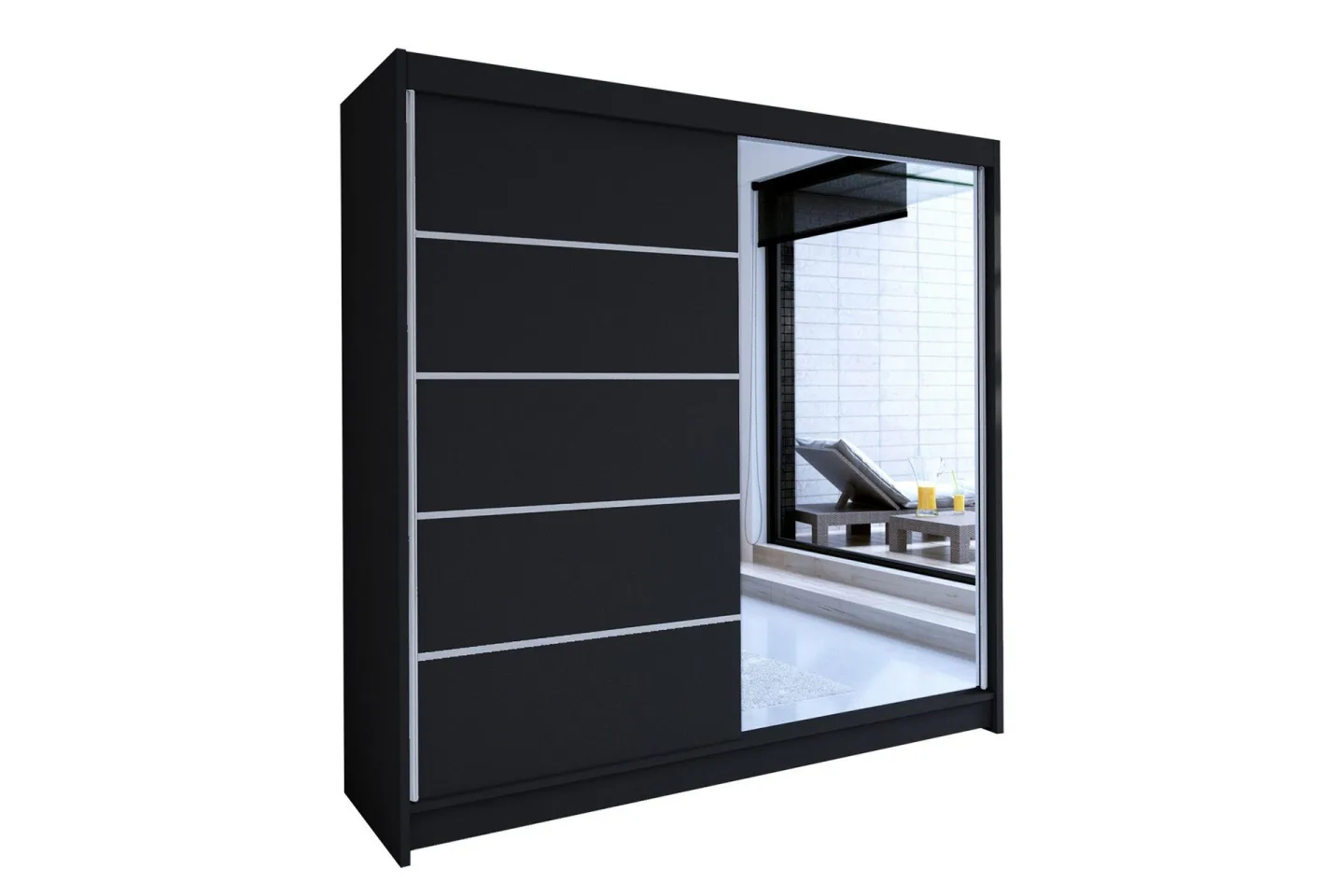 Canderbury Garderob med Spegel 180x215 cm - Svart