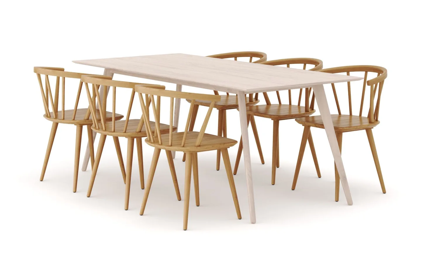 Tyrö Matgrupp med 6 st Tyrö Karmstolar - Whitewash/Oak