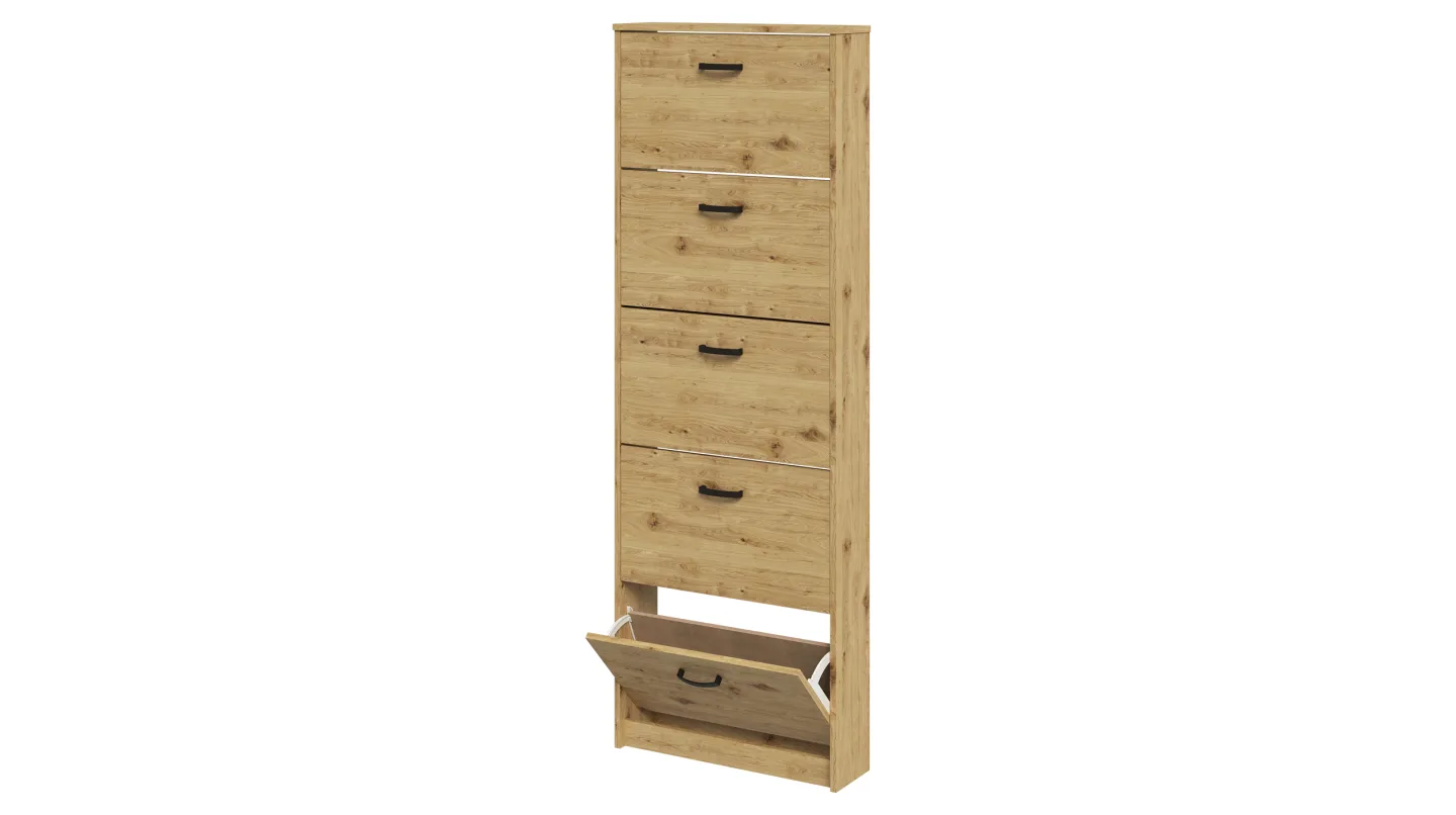 Schuhschrank Artisan Eiche 59 x 169 cm - 5-türig - STEP