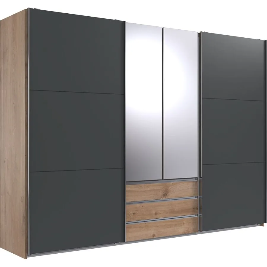 Kleiderschrank Mora Plankeneiche/graphit Holzwerkstoff B 300 cm