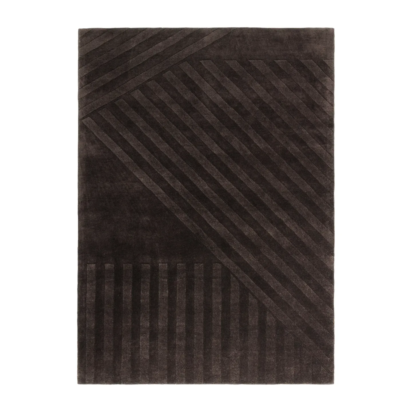 NJRD Levels Stripes Wollteppich Braun, 170x240 cm