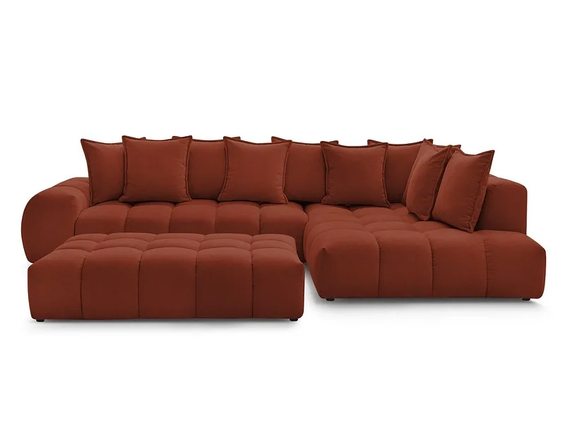 Ecksofa mit Hocker BOBOCHIC EVEREST Stoff mit Textur orange
