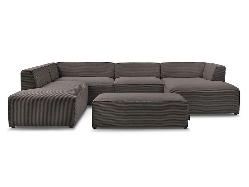 Ecksofa mit Hocker BOBOCHIC MEGEVE Cord-Stoff rotbraun