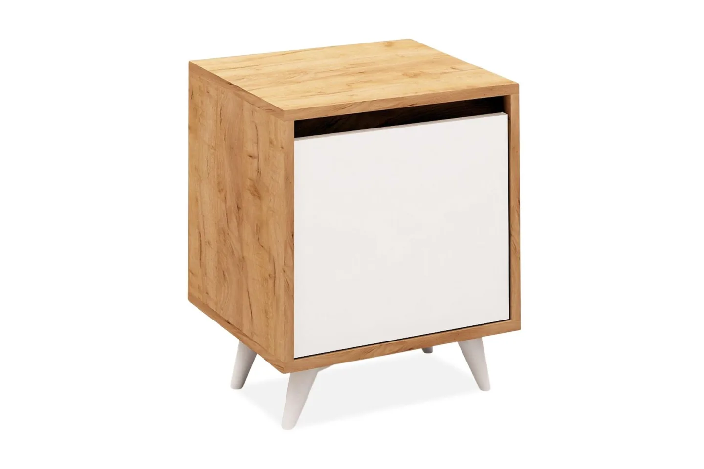 Mod Design Sängbord 45 cm med Förvaring Vitt Skåp - Trä/Vit