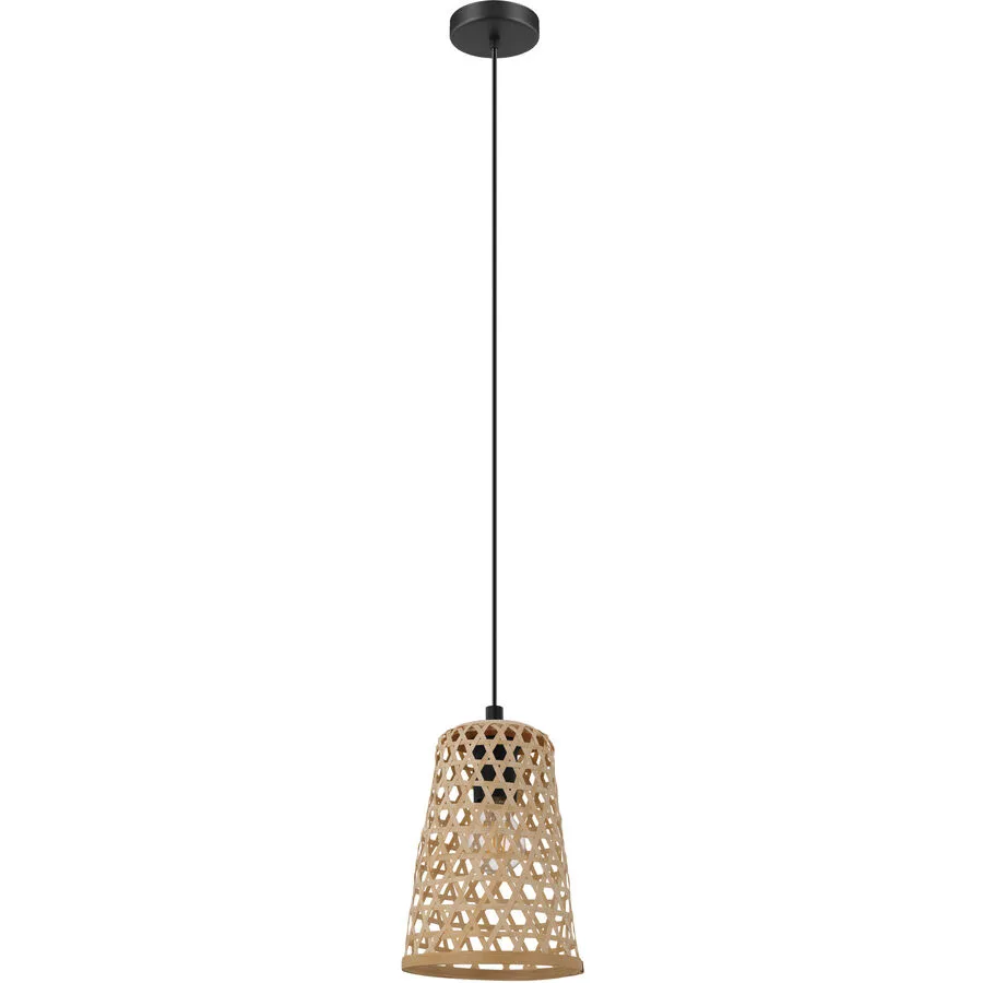 Eglo Pendellampe Claverdon Schwarz Stahl/Holz 110 cm - Farbe: natur/schwarz - Material: Holz/Stahl
